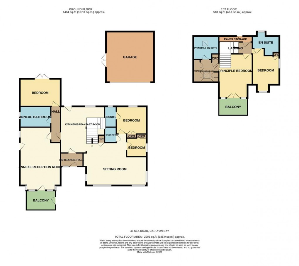 Floorplan for Sea Road, Carlyon Bay, St. Austell