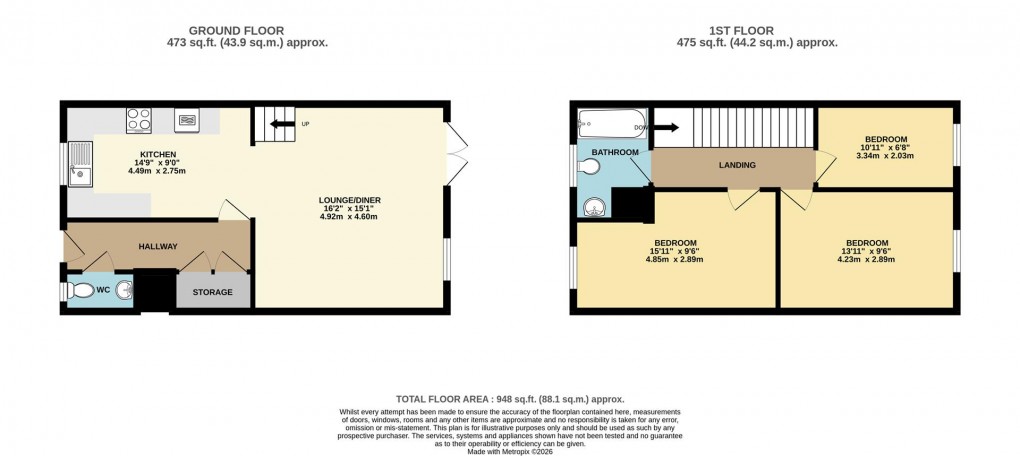 Floorplan for Hensbro Close, North Road, Whitemoor